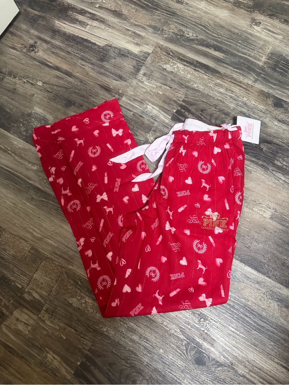 PINK Victoria's Secret Red Heart & Logo Lounge Pants
